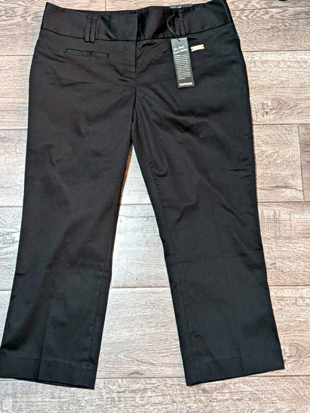 Express Columnist Crop Dress Pants Womens 8 Black Tailored Stretch Capris NWT